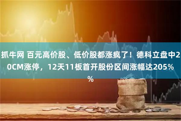 抓牛网 百元高价股、低价股都涨疯了！德科立盘中20CM涨停，12天11板首开股份区间涨幅达205%